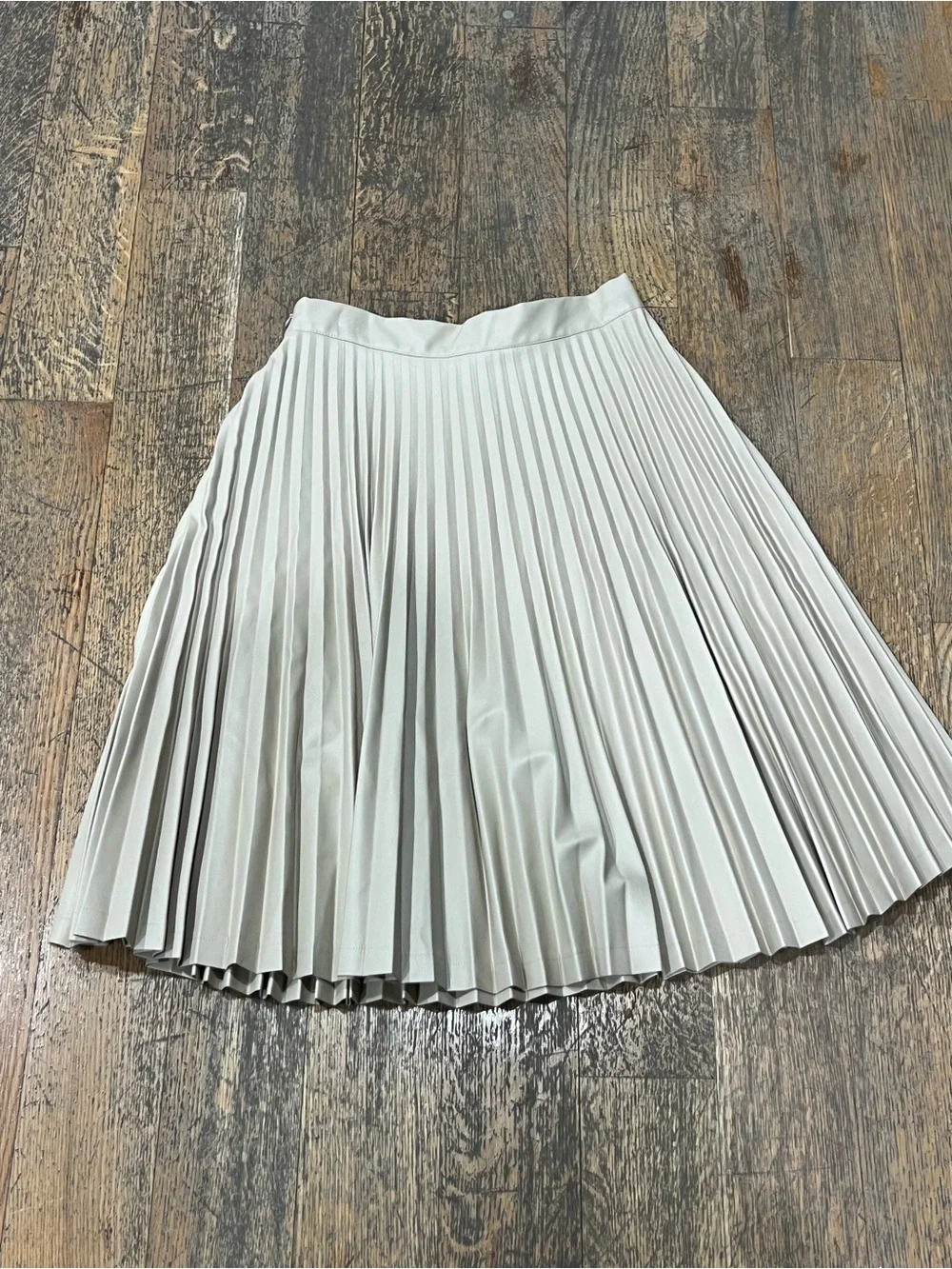 Kids Beige Pleated Midi Skirt